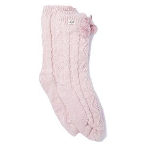 Sok UGG Women Pom Pom Fleece Lined Crew Sock Seashell Pink-Schoenmaat 36 - 41