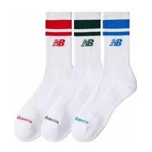 Socks New Balance Unisex Everyday Stripe Midcalf White (3 Pack)-Schoenmaat 35