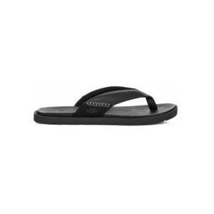 UGG - Seaside II Flip - Slipper - Black - Generfd Leer - Suède Bovenstuk