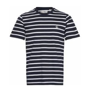 T-Shirt Original Penguin Men Breton Stripe Dark Sapphire-XXL