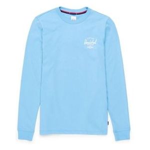 Shirt Herschel Supply Co. Women's Long Sleeve Tee Classic Logo Alaskan Blue White-XS