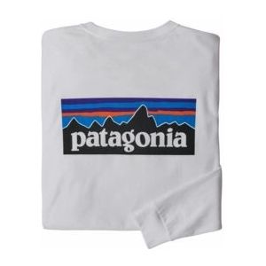 Shirt Patagonia Men L/S P-6 Logo Responsibili-Tee White-L