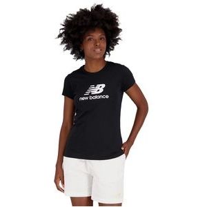 T-Shirt New Balance Women Essentials Stacked Logo Cotton Athletic Black-S