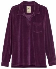 OAS - Dandy Poloshirt - Paars - Velours - Lange Mouwen