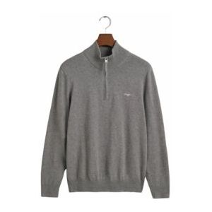 GANT - Classic Cotton Half Zip - Trui - Dark Grey Melange - Katoen 100%