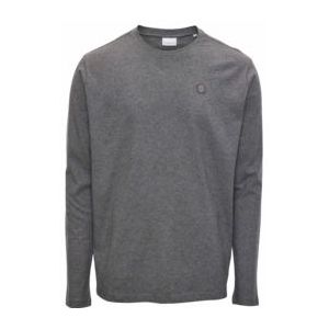 Long Sleeve KnowledgeCotton Apparel Men Viggo Badge Dark Grey Melange-L