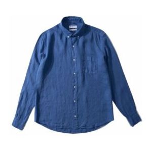 Shirt Edmmond Studios Men Linen Shirt Plain Blue-XL