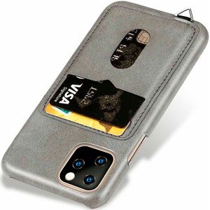ShieldCase Vintage case met pashouder iPhone 12 Pro - 6.1 inch (grijs)