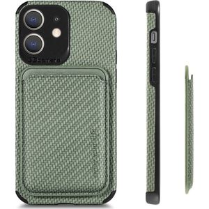 Coverzs - iPhone 11 - Magsafe Gevlochten Hoesje - Groen - Siliconen - Met Pasjeshouder
