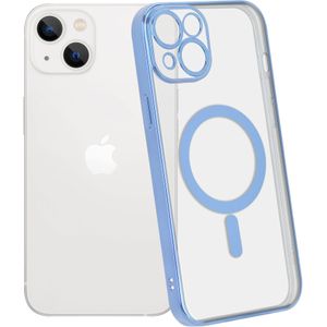 ShieldCase iPhone 14 hoesje transparant Magsafe metal coating (blauw)