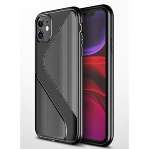 Shieldcase Gestreept siliconen hoesje iPhone 12 Pro - 6.1 inch (zwart)