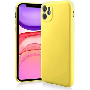 Shieldcase Siliconen hoesje met camera bescherming iPhone 11 (geel) + glazen screen protector