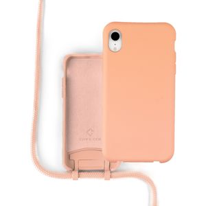 Coverzs Silicone case met koord iPhone Xr (oranje)