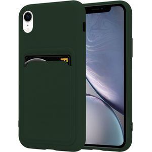 ShieldCase iPhone Xr siliconen hoesje met pasjeshouder (donkergroen)