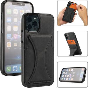 ShieldCase iPhone 13 Pro Max leren hoesje met standaard en pashouder (zwart)