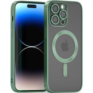 Coverzs iPhone 13 Pro Magsafe hoesje met camera cover (donkergroen)