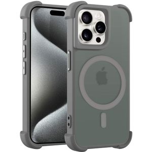 Coverzs iPhone 14 Pro matte Shock case met MagSafe (grijs)