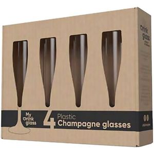 4 stuks Kunststof Champagne flute glazen 19cl