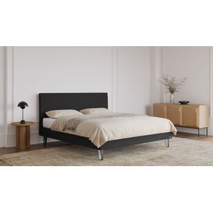 BRUNO Classic bed 160x200cm in antraciet | Matrashardheid: Standaard (H3) | Inclusief matras, lattenbodem en metalen poten