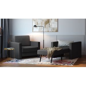 BRUNO slaapstoel 70cm in antraciet | praktisch formaat | stevig massief hout & boxspringcomfort