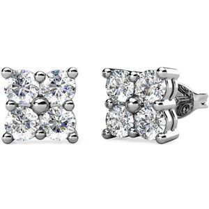 Yolora Dames Oorbellen met Kalpa Camaka Kristallen - Zilver kleurig - 18K Witgoud Verguld