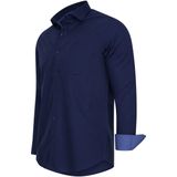 Cappuccino Italia - Heren Overhemden Overhemd Uni - navy - Maat 3XL