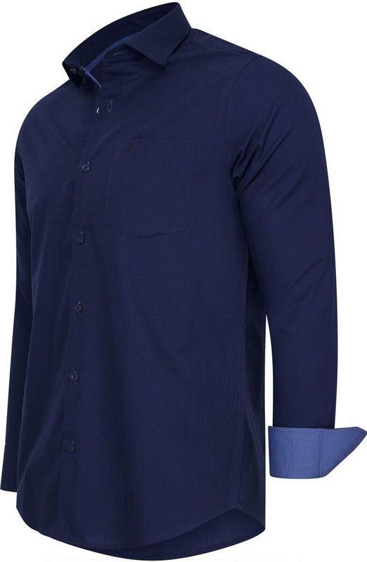 Cappuccino Italia - Heren Overhemden Overhemd Uni - navy - Maat 3XL