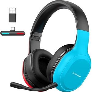 Kofire UT-01 2.4GHz Draadloze Gaming Headset - Bluetooth Over-ear koptelefoon met microfoon - Multi platform - Rood blauw