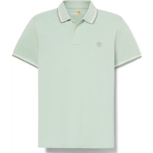 Timberland Oyster River Tipped Collar Polo Heren – Cameo Green – Slim Fit – Ruglengte 70,5 cm – Gewicht 245 g/m²