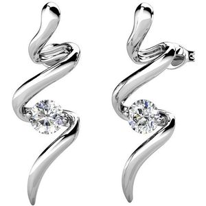 Yolora Dames Oorbellen met Kalpa Camaka Kristallen - Zilver kleurig - 18K Witgoud Verguld - Oorknoppen