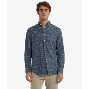 McGregor Flannel Twill Check Shirt Heren – 100% Katoen Flanel – Navy – Maat L