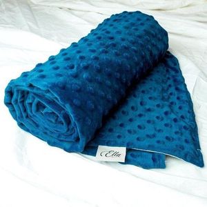 Hoes voor de kinder verzwaringsdeken van EL-Life | Voor de 2,4kg variant van 90x120cm | Biologisch katoen en minky stof | Blauw & grijs