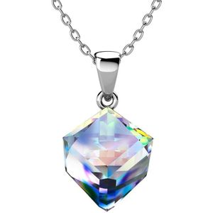 Yolora Dames Ketting met Hanger en Kalpa Camaka Kristal - Zilver kleurig - 18K Witgoud Verguld - Cadeauverpakking