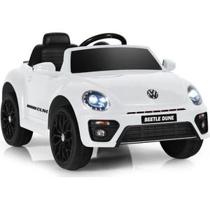 Coast 12V kinderauto met 2,4 g afstandsbediening met muziek en LED -lichten wit 115 x 67 x 57 cm wit