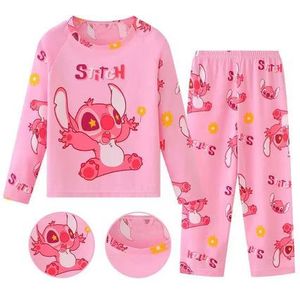 Roze Stitch Pyjama – Kinderpyjama van Katoen (Maat 1/2 Jaar – 90 cm)