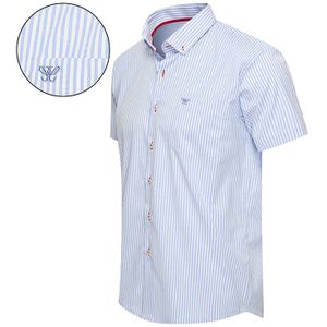 Cappuccino Italia Gestreept Overhemd - Korte Mouw - Bronte - 3XL - Blauw/Wit