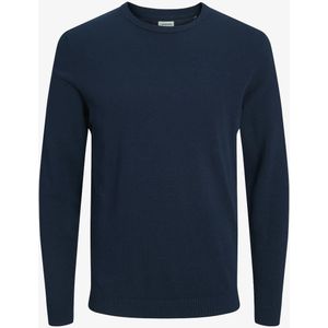JACK&JONES Gebreide Herentrui – Ronde Hals & Ribstructuur – Maat L – Blauw