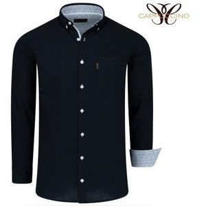 Cappuccino Italia Overhemd - Zwart - Katoenmix - Regular Fit