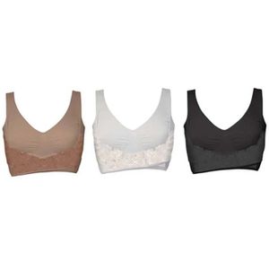 Comfortisse Push-Up BH Set – S (70-74 cm) – 3 stuks – Zwart, Wit & Beige