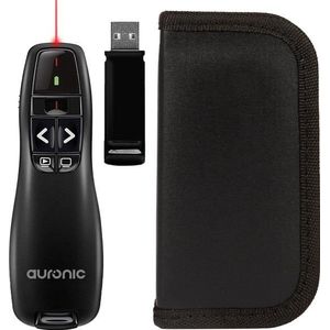 Auronic Presenter - Draadloos - Laser Pointer - Klikker - 20 Meter - Incl. Hoes - Zwart