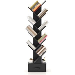 COSTWAY - ON32594NW - Boekenkast - Zwart - 8-Level Standing Shelf - Tree Shape Shelf
