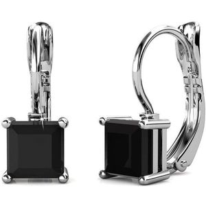 Yolora Dames Oorbellen - Zwarte Kalpa Camaka Kristallen Zilverkleurig