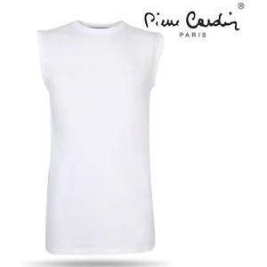 Pierre Cardin Mouwloos T-shirt – Wit – 100% Katoen – Maat L – Luchtig & Stijlvol voor de Zomer