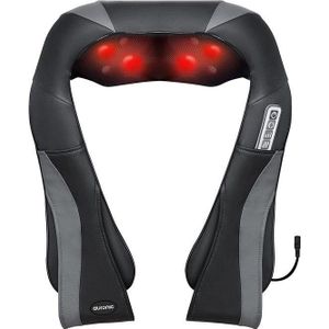 Auronic Shiatsu Massagekussen - Warmtefunctie met Infrarood - 100-240V - Zwart - 41x17x50 cm