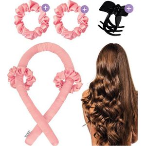 Soft & Silky Heatless curls - Satin - Incl. 2 scrunchies en 1 haarklip - Haarrollers - Krulspelden - Krullen zonder hitte - Haarkruller - Krullend
