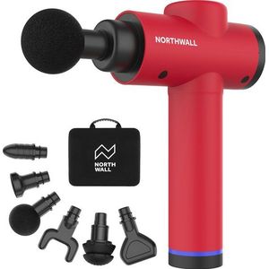 Northwall Professioneel Massage Gun 6 Opzetstukken Rood/Roze