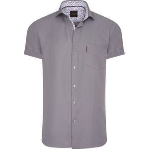 Cappuccino Italia - Heren Overhemd - Licht Grijs - Korte Mouwen - Lange Model