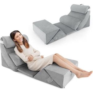 Coast Set van 7 Ergonomische Ligkussens - Traagschuim - Wasbare Hoes - 119 x 59 x 55 cm - Grijs