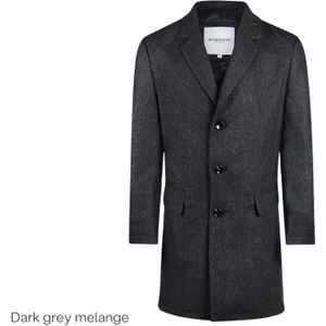 McGregor - Wool Herringbone Overcoat - Donkergrijs - Wolmix