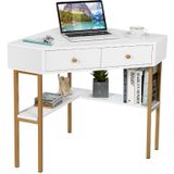 Coast Bureau – Hoekmodel met Laden & Open Planken – 70,5 x 70,5 x 75 cm – Wit